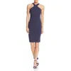 Likely Caroline Criss Cross Halter Sheath Dress In Navy In Blue