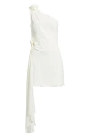 Likely Cassia Floral Detail One-shoulder Cocktail Minidress In White