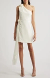 Likely Cassia Floral Detail One-shoulder Cocktail Minidress In White