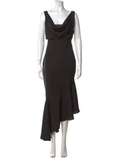 Pre-owned Likely Cowl Neck Midi Length Dress In Black
