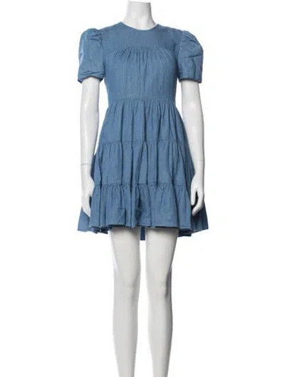 Pre-owned Likely Crew Neck Mini Dress In Blue