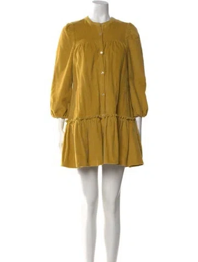 Pre-owned Likely Crew Neck Mini Dress In Yellow