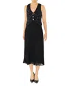 Likely Dorothea Sequin Pleated Sleeveless Midi Dress In Black