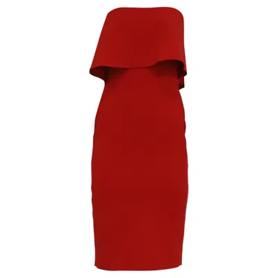 Pre-owned Likely Driggs Strapless Midi Dress In Red Polyester