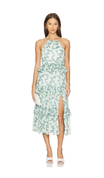 Likely Dyana Midi Dress In Green & Ivory
