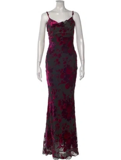 Pre-owned Likely Floral Print Long Dress In Black