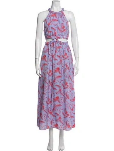 Pre-owned Likely Floral Print Long Dress In Blue