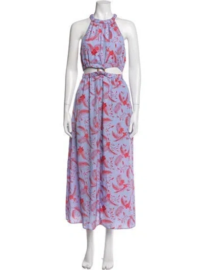 Pre-owned Likely Floral Print Long Dress In Blue