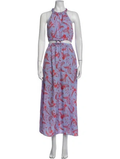 Pre-owned Likely Floral Print Long Dress In Blue