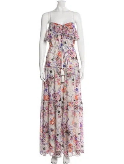 Pre-owned Likely Floral Print Long Dress In Clear