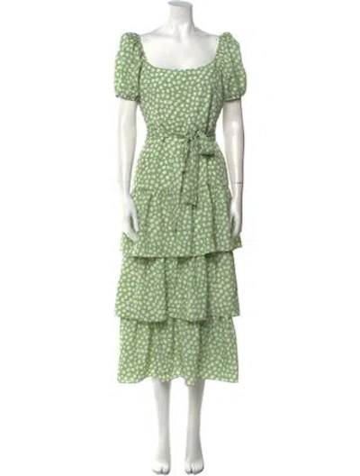Pre-owned Likely Floral Print Long Dress In Green