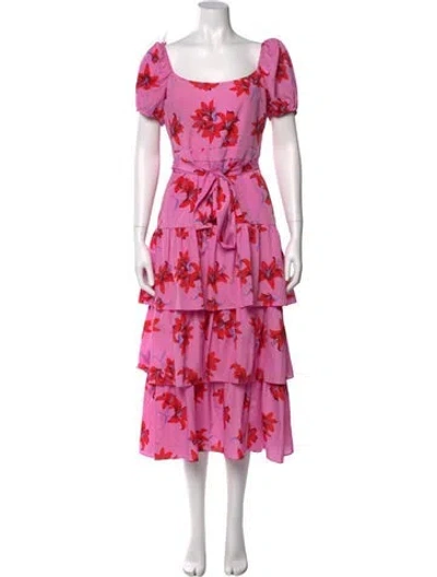 Pre-owned Likely Floral Print Long Dress In Pink