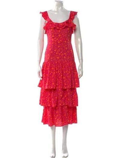 Pre-owned Likely Floral Print Long Dress In Pink