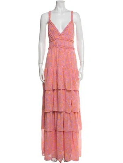 Pre-owned Likely Floral Print Long Dress In Pink