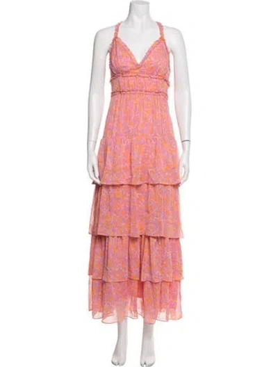 Pre-owned Likely Floral Print Long Dress In Pink