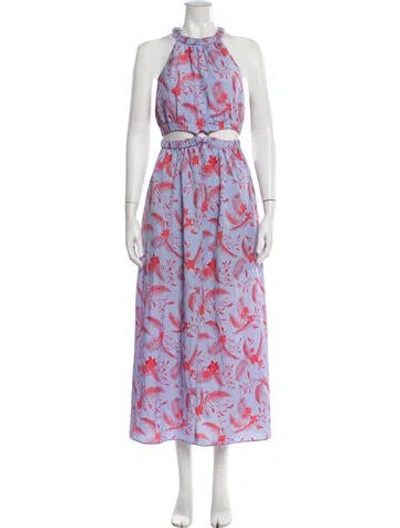 Pre-owned Likely Floral Print Long Dress In Purple