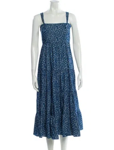 Pre-owned Likely Floral Print Midi Length Dress In Blue