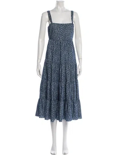 Pre-owned Likely Floral Print Midi Length Dress In Blue