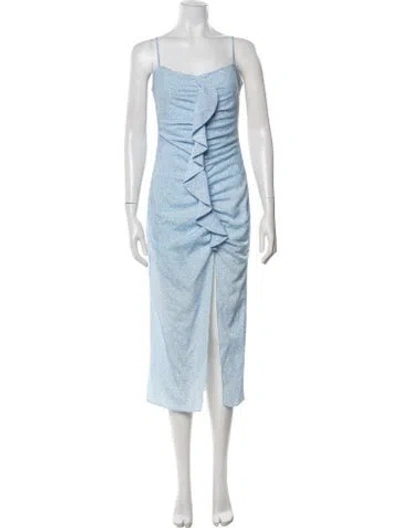 Pre-owned Likely Floral Print Midi Length Dress In Blue