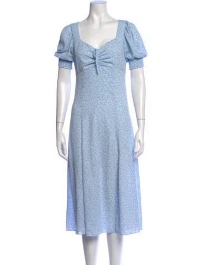 Pre-owned Likely Floral Print Midi Length Dress In Blue