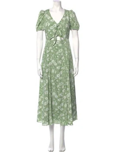 Pre-owned Likely Floral Print Midi Length Dress In Green