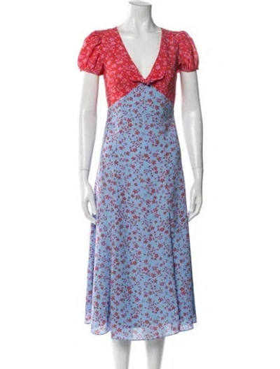 Pre-owned Likely Floral Print Midi Length Dress In Multi