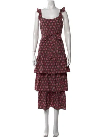 Pre-owned Likely Floral Print Midi Length Dress In Pink