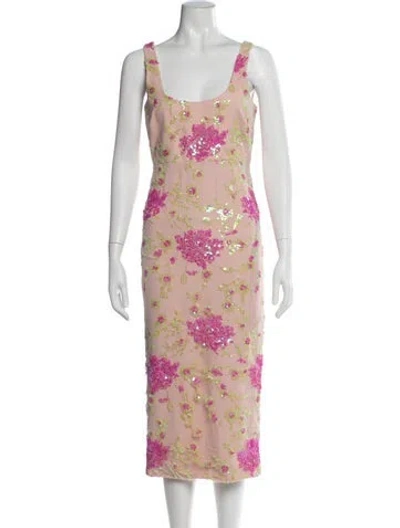 Pre-owned Likely Floral Print Midi Length Dress In Pink