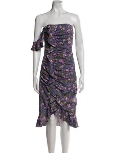 Pre-owned Likely Floral Print Midi Length Dress In Purple