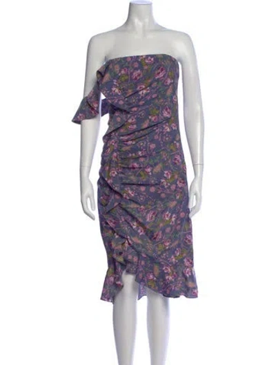 Pre-owned Likely Floral Print Midi Length Dress W/ Tags In Blue