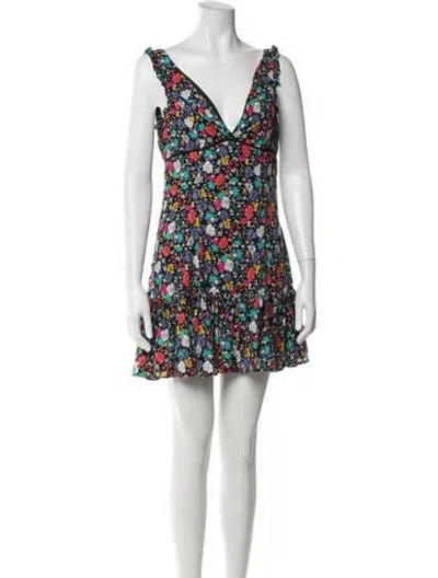 Pre-owned Likely Floral Print Mini Dress In Black