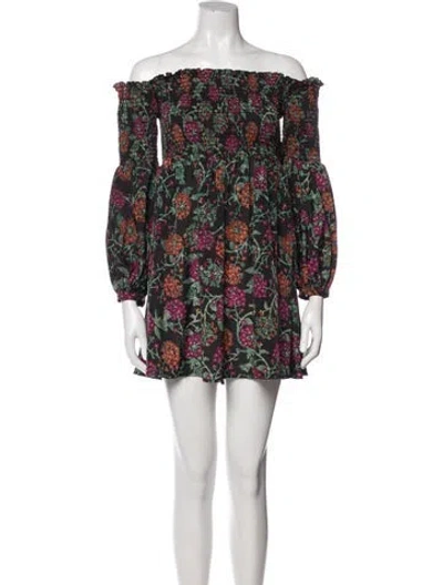 Pre-owned Likely Floral Print Mini Dress In Black