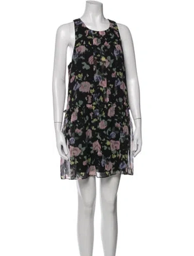 Pre-owned Likely Floral Print Mini Dress In Black