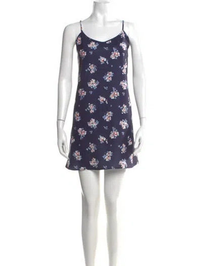 Pre-owned Likely Floral Print Mini Dress In Blue