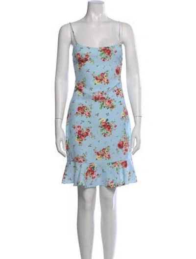 Pre-owned Likely Floral Print Mini Dress In Blue