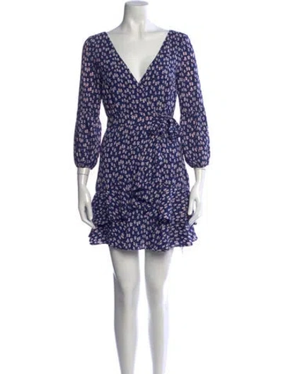Pre-owned Likely Floral Print Mini Dress In Blue