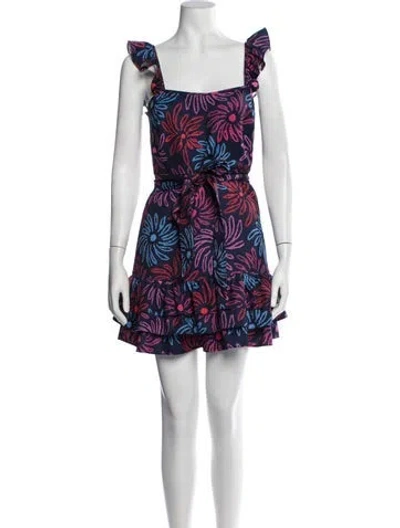 Pre-owned Likely Floral Print Mini Dress In Blue