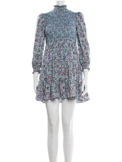 Pre-owned Likely Floral Print Mini Dress In Blue