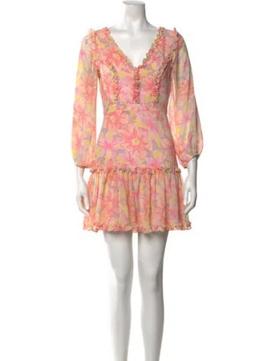 Pre-owned Likely Floral Print Mini Dress In Pink