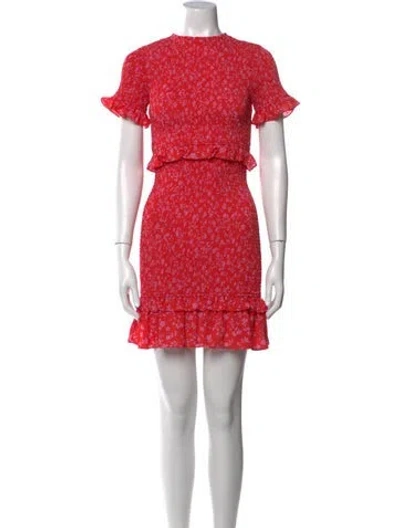 Pre-owned Likely Floral Print Mini Dress In Red