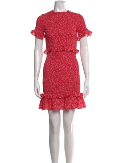 Pre-owned Likely Floral Print Mini Dress In Red