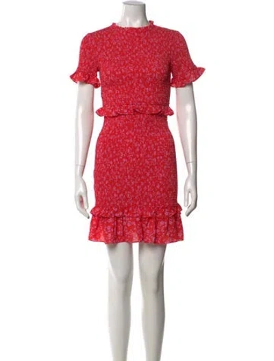 Pre-owned Likely Floral Print Mini Dress In Red