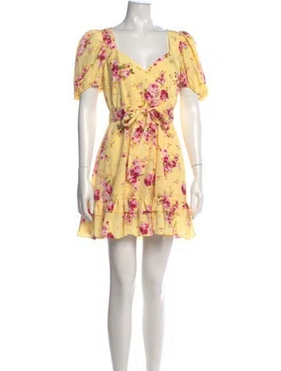 Pre-owned Likely Floral Print Mini Dress In Yellow