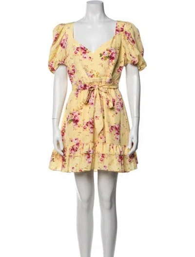 Pre-owned Likely Floral Print Mini Dress In Yellow