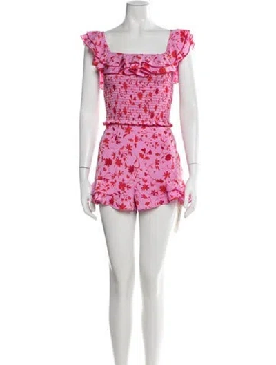 Pre-owned Likely Floral Print Ruffle Embellishment Set In Pink