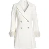 Likely Gloria Feather Double Breasted Long Sleeve Blazer Minidress In White