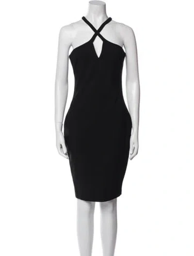 Pre-owned Likely Halterneck Knee-length Dress In Black