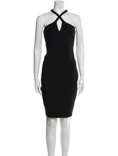 Pre-owned Likely Halterneck Knee-length Dress In Black