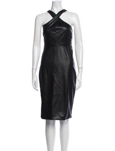 Pre-owned Likely Halterneck Knee-length Dress In Black