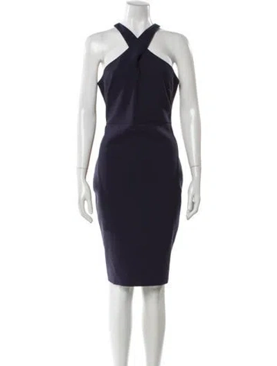 Pre-owned Likely Halterneck Knee-length Dress In Blue